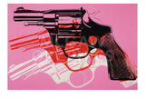 Gun, c. 1981-82  (black, white, red on pink) -  Andy Warhol - McGaw Graphics