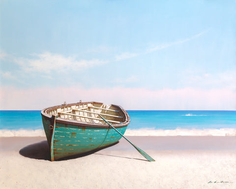 Blue Boat on Beach -  Zhen-Huan Lu - McGaw Graphics