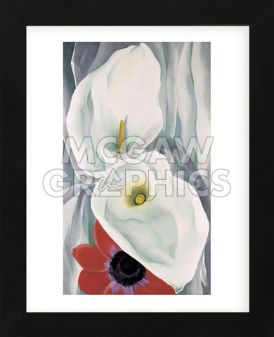 Calla Lilies with Red Anemone, 1928 (Framed) -  Georgia O'Keeffe - McGaw Graphics
