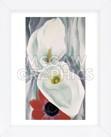red and white calla lilies Calla Lilies with Red Anemone, 1928 (Framed)