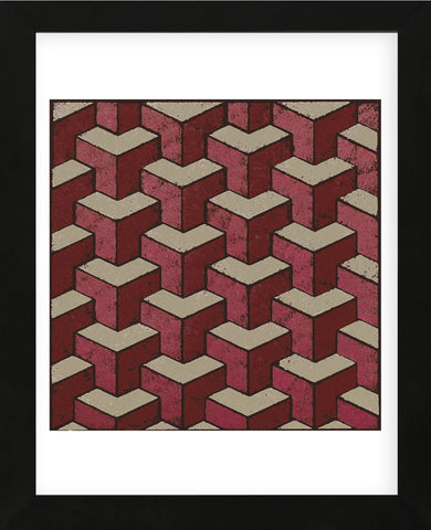 3 Part Tumbling Block (Red) (Framed) -  Susan Clickner - McGaw Graphics